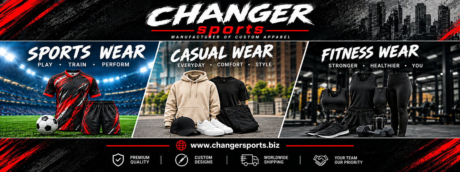 Custom Sportswear Triptych Banner